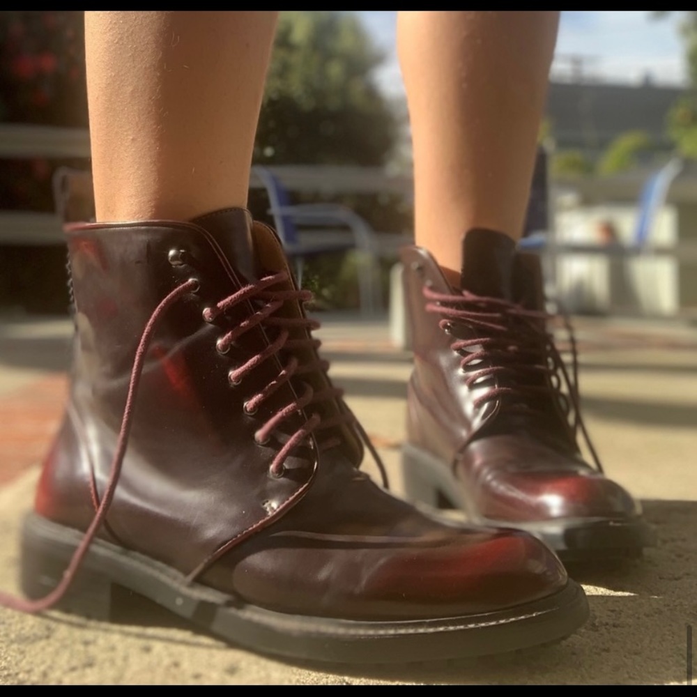 Like New Zara Trafaluc Red Combat Boots